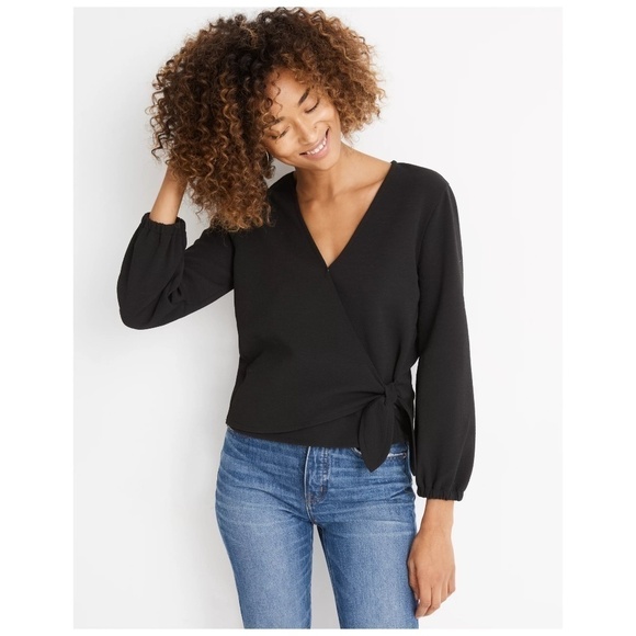 Madewell Texture & Thread Crepe Wrap Top, Size S - Picture 1 of 10